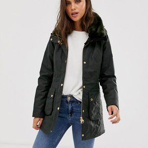 Barbour B.INTL Kirk Hooded Waxed Cotton Jacket wit